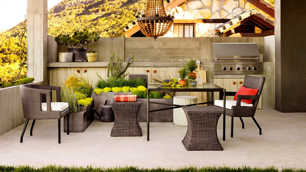 Rattan, rawhide, bamboo, teak, leather and bronze
